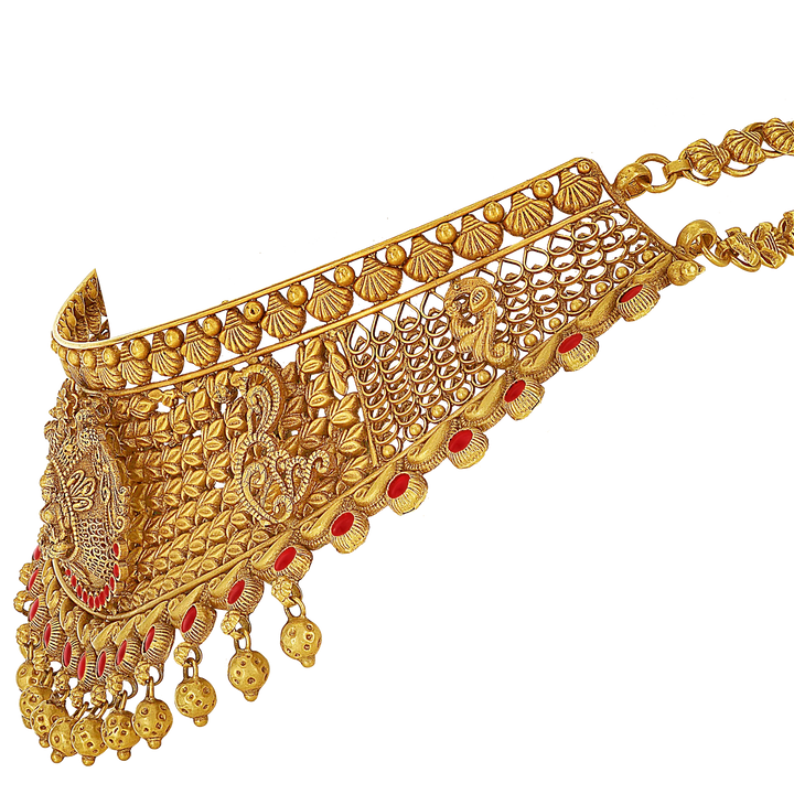 Elegant Antique Laxmi Choker Set with Gemstones in 22K Gold