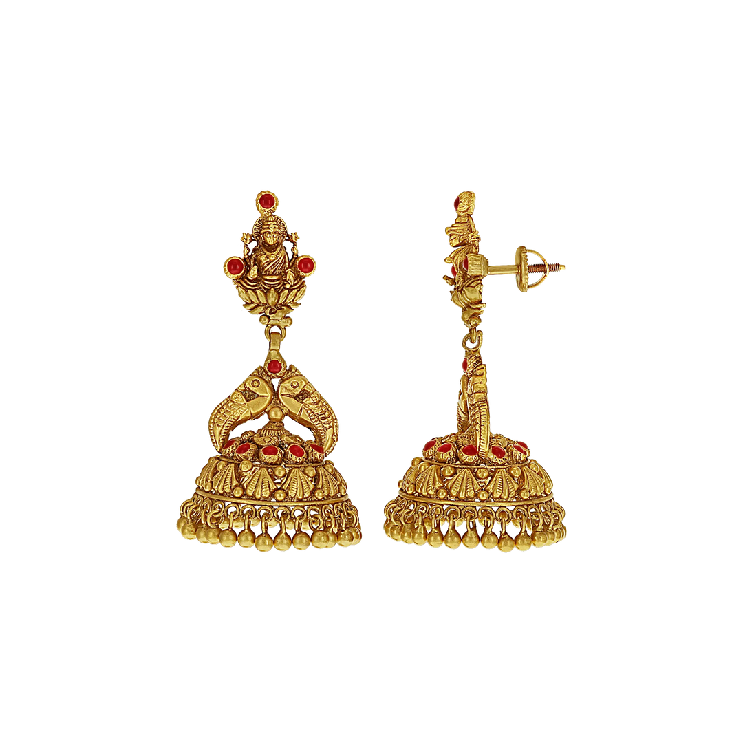 Elegant Antique Laxmi Choker Set with Gemstones in 22K Gold