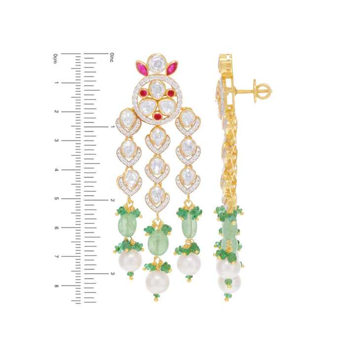 Graceful Antique Necklace Set With Kundan & Gemstones in 18K Gold