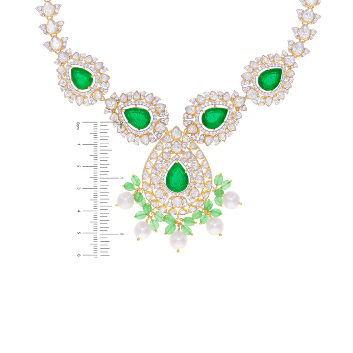 Classic Antique Necklace Set With Kundan & Gemstones in 18K Gold