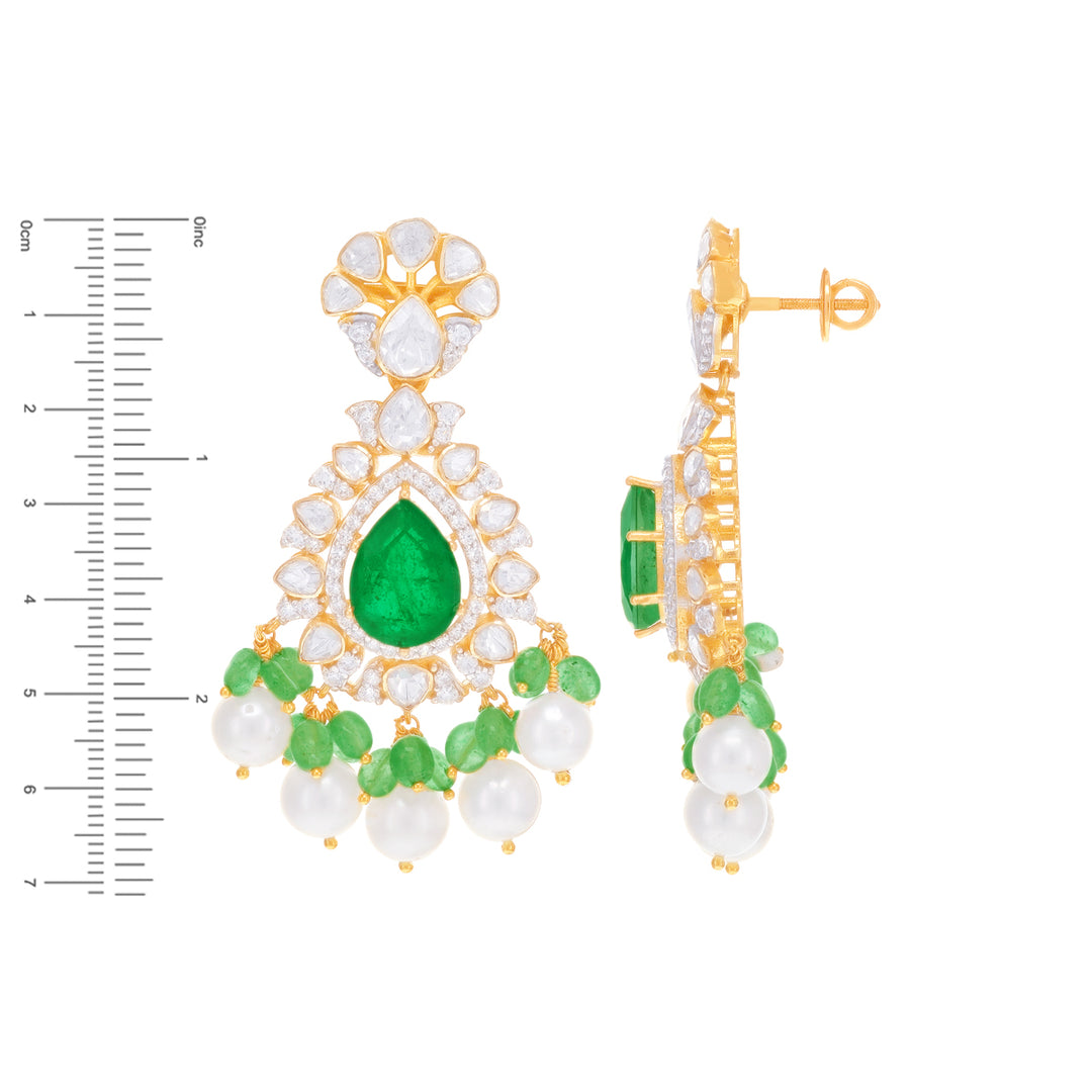 Classic Antique Necklace Set With Kundan & Gemstones in 18K Gold