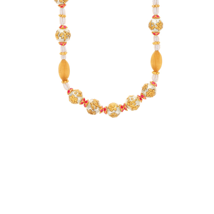 Exquisite Antique Paata Haaram With Pearl & Ruby in 22K Gold