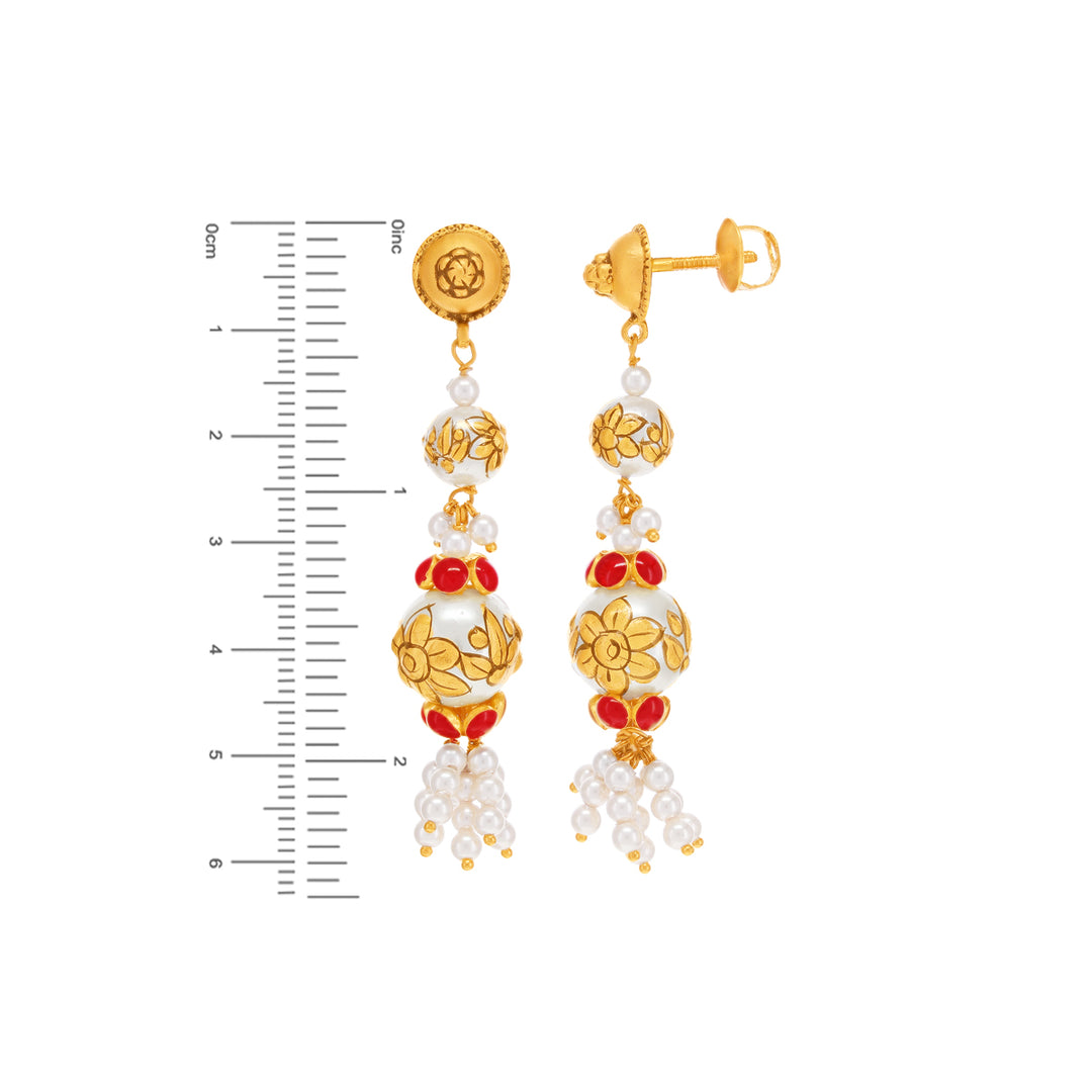 Exquisite Antique Paata Haaram With Pearl & Ruby in 22K Gold