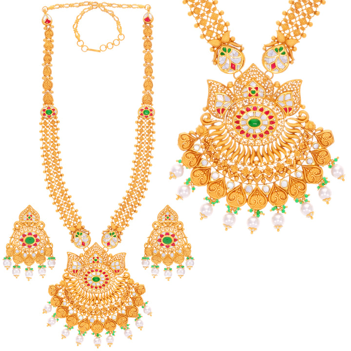 Enchanting Antique Paata Haaram With Kundan & Gemstones in 22K Gold
