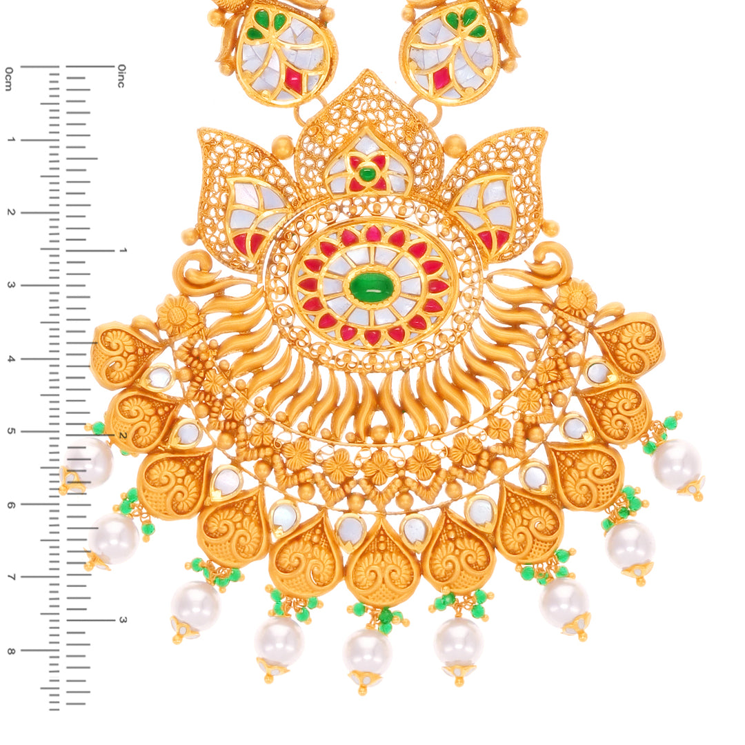 Enchanting Antique Paata Haaram With Kundan & Gemstones in 22K Gold