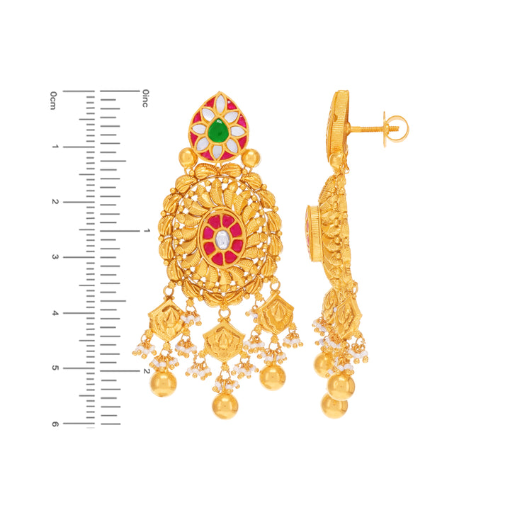Enchanting Antique Necklace Set With Kundan & Gemstones in 22K Gold