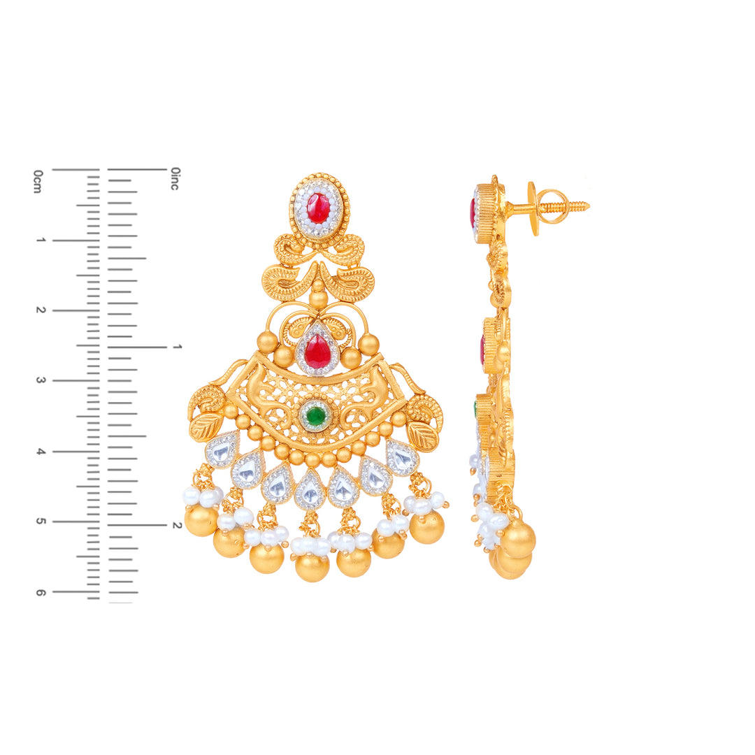 Intricate Antique Paata Haaram With Kundan & Gemstones in 22K Gold