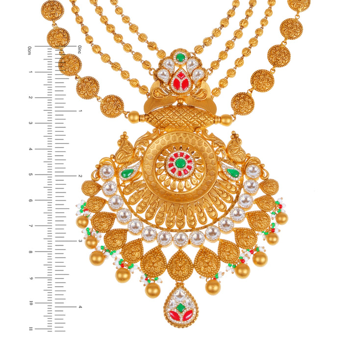 Lovely Antique Paata Haaram With Kundan & Gemstones in 22K Gold
