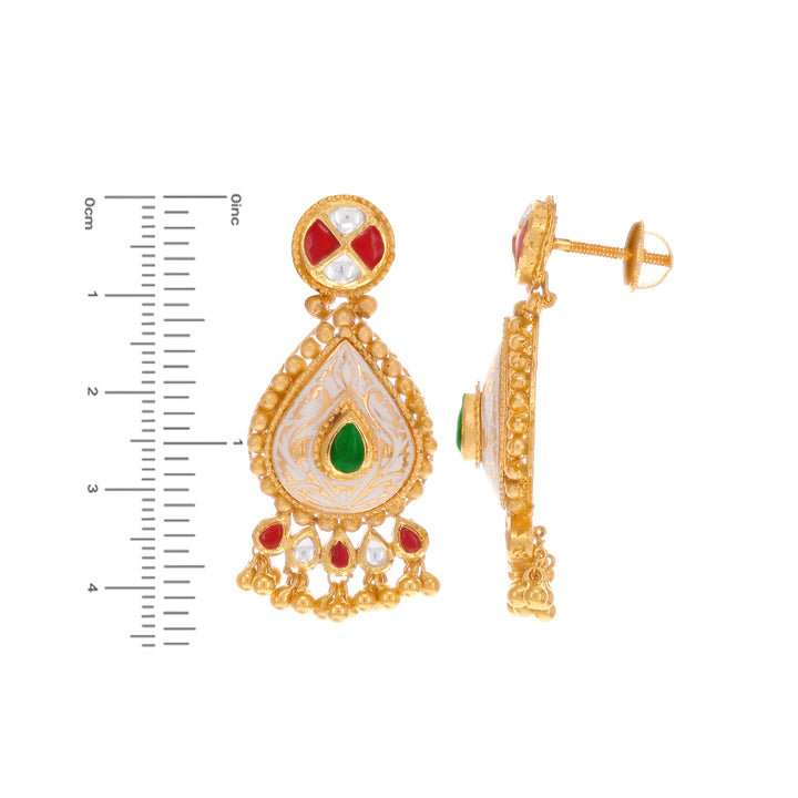 Antique Minakari Patta Haaram With Kundan & Gemstones in 22K Gold