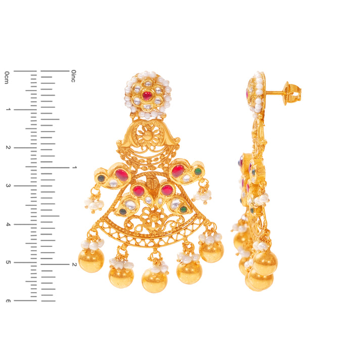 Artistic Antique Necklace Set With Kundan & Gemstones in 22K Gold