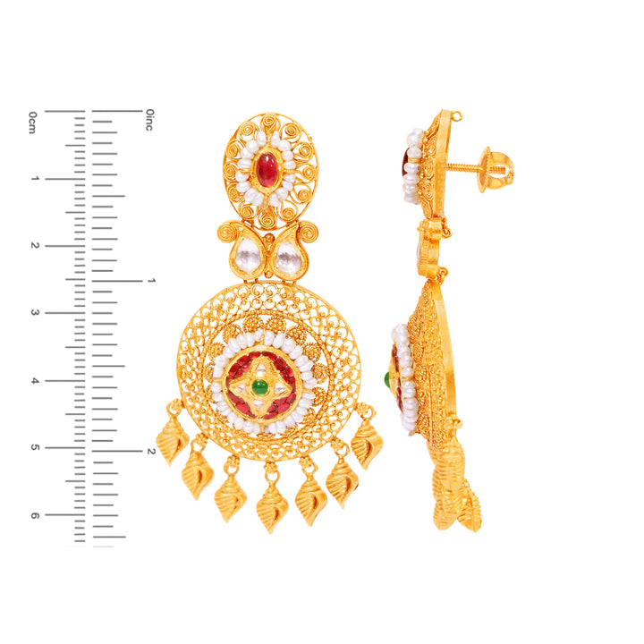 Gorgeous Antique Patta Haarm With Kundan & Gemstones in 22K Gold