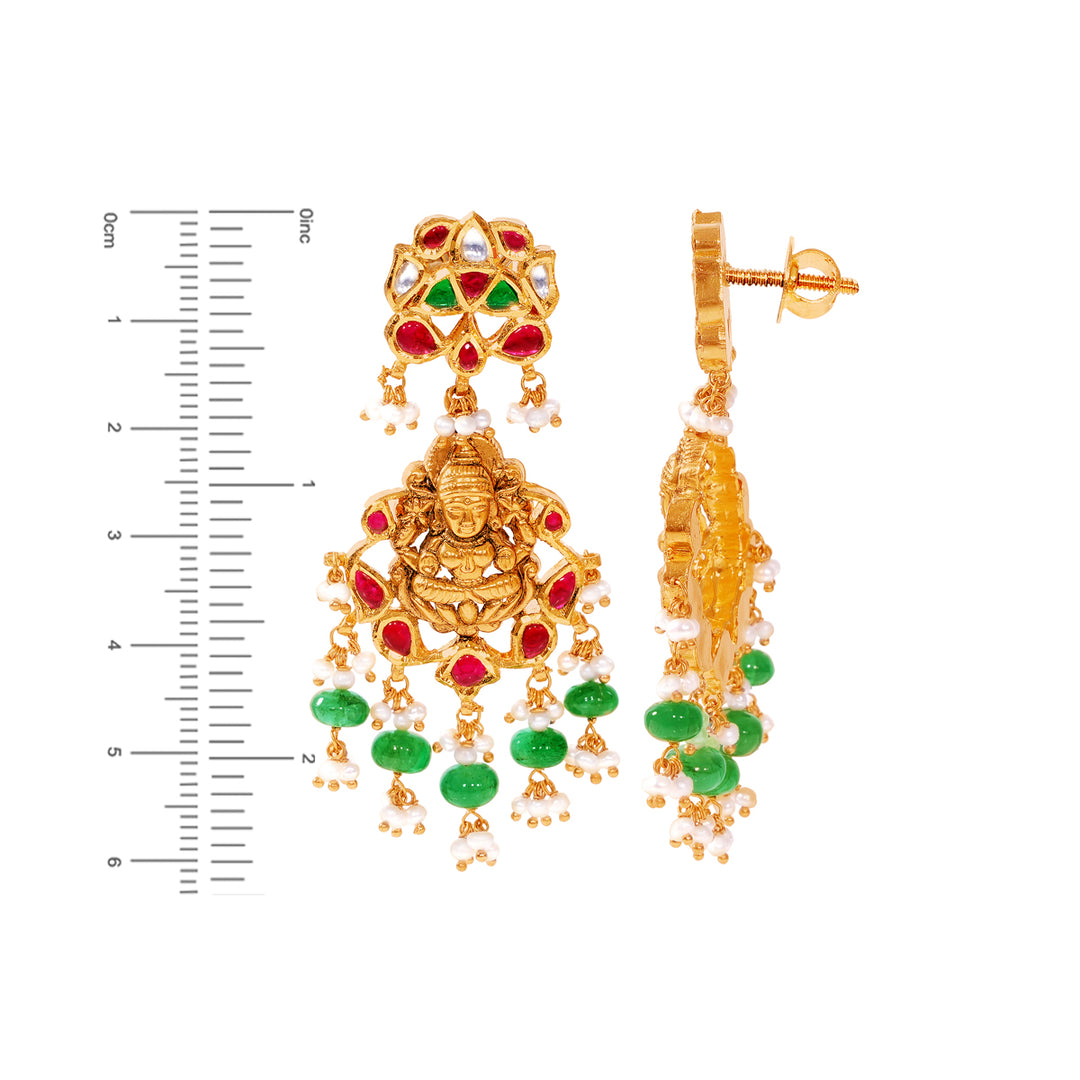 Brilliant Laxmi Antique Choker Set With Kundan & Gemstones in 22K Gold