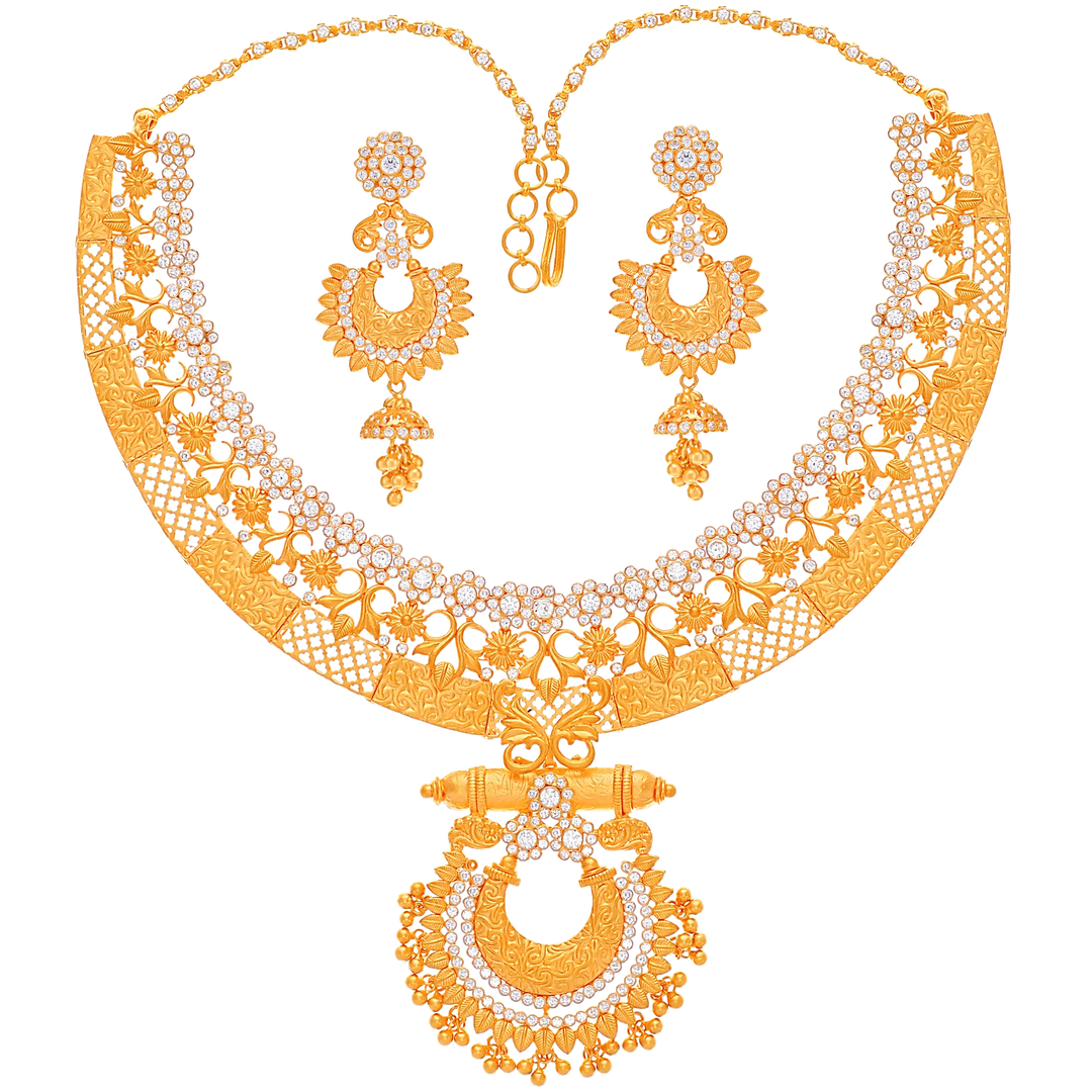 Delightful Antique Necklace Set With Gemstones in 22K Rose Gold