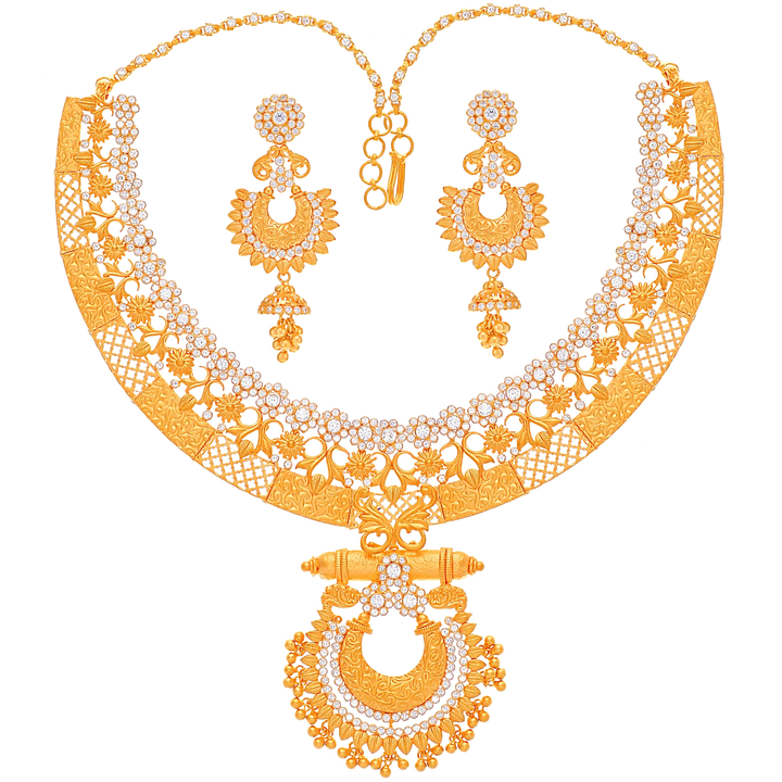 Delightful Antique Necklace Set With Gemstones in 22K Rose Gold