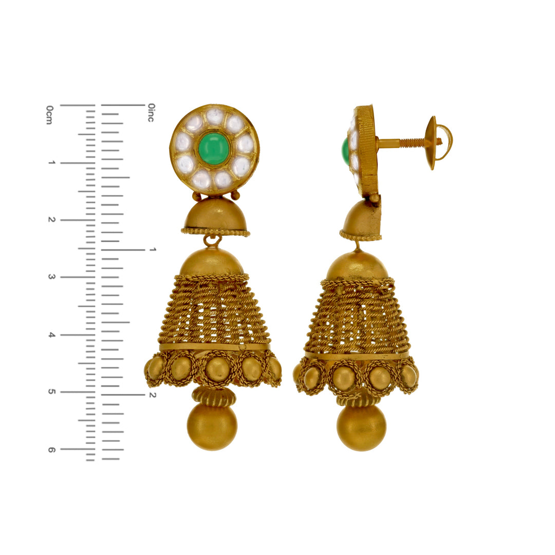 Attractive Antique Necklace Set With Kundan & Gemstones in 22K Gold