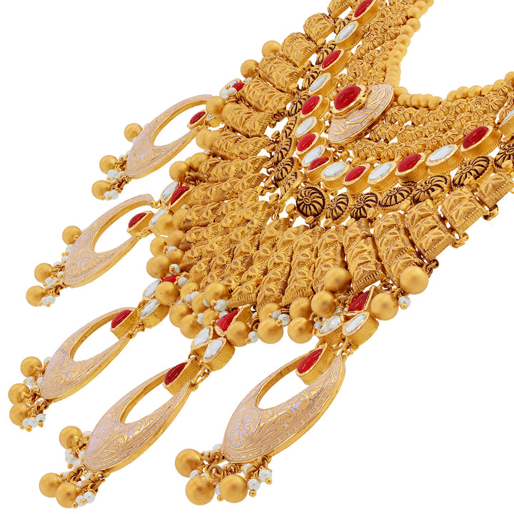 Antique Choker Set with Minakari & Kundan Gesmtones in 22K Gold