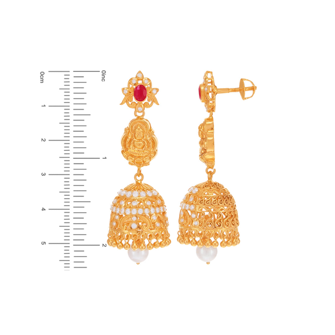 Artistic Laxmi Choker Set With Gemstones in 22K Gold