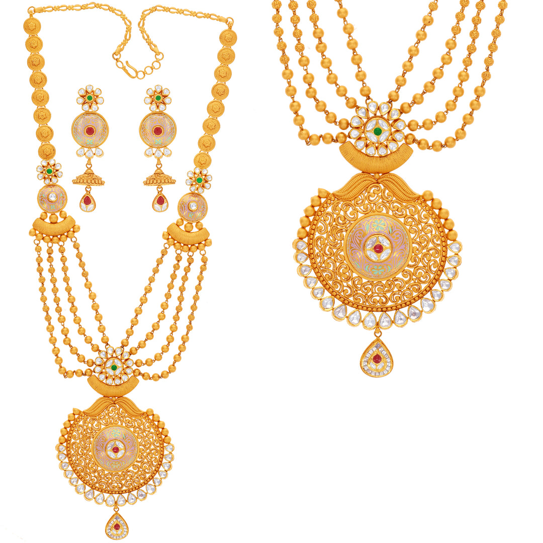 Artistic Antique Paata Haaram With Kundan & Gemstones in 22K Gold