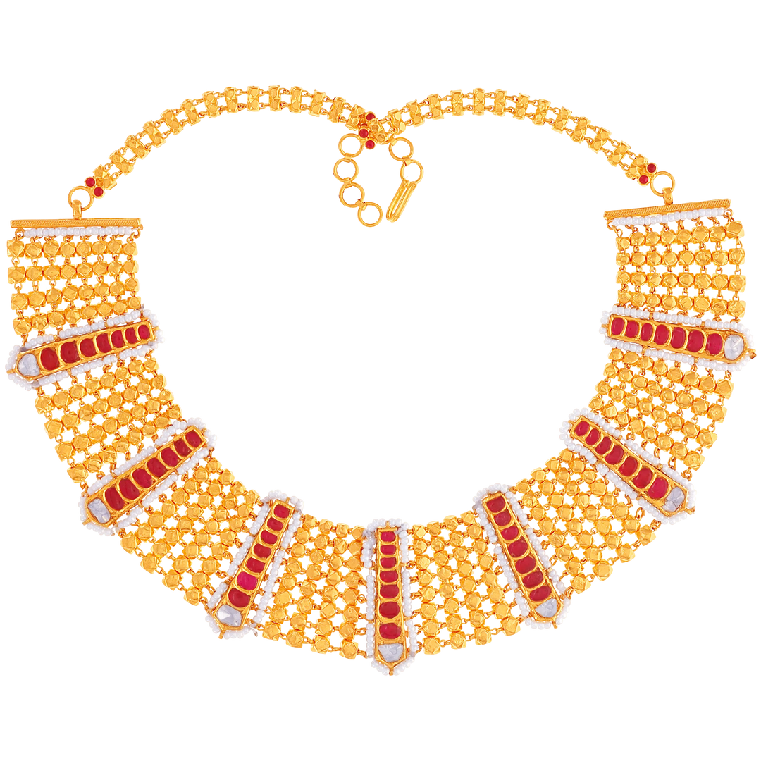 Antique Necklace With Rose Cut Diamond in 22K Gold