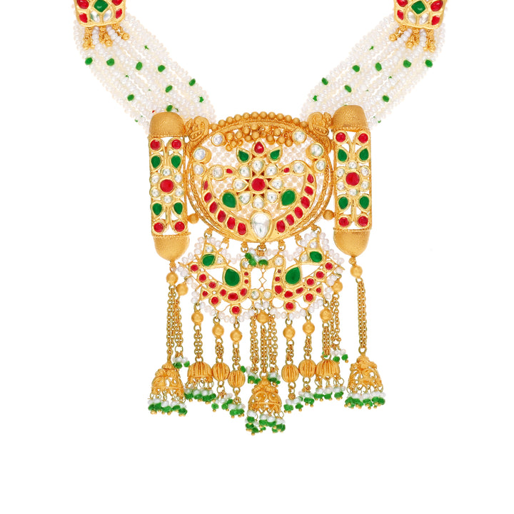 Artisan Antique Patta Haaram With Kundan & Gemstones in 22K Gold