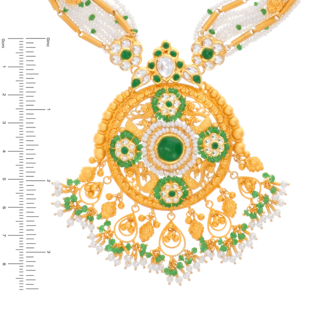 Elegant Antique Patta Haaram With Kundan & Gemstones in 22K Gold