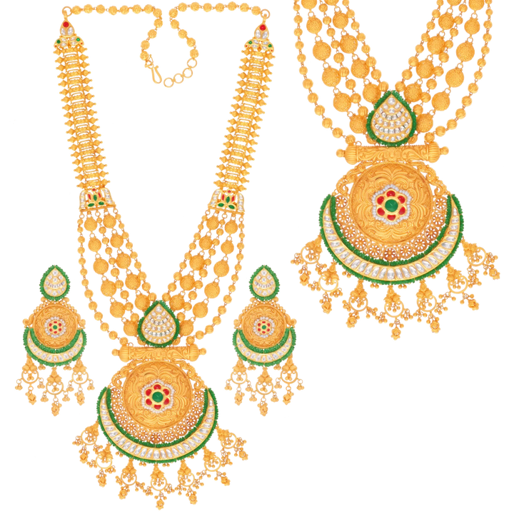 Magnificent Antique Patta Haaram With Kundan & Gemstones in 22K Gold