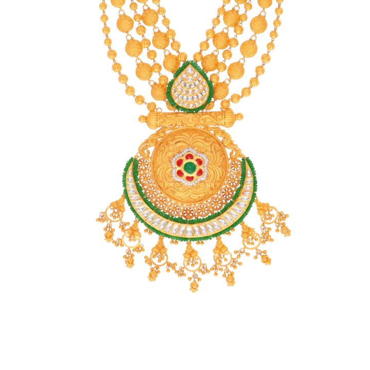 Magnificent Antique Patta Haaram With Kundan & Gemstones in 22K Gold