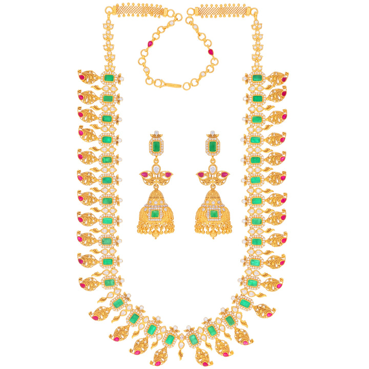 Precious Antique Patta Haaram With Ruby Emerald & CZ in 22K Gold