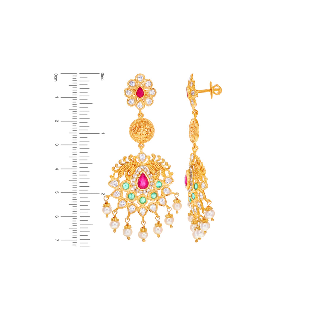 Beautiful Antique Laxmi Patta Haaram With Gemstones in 22K Gold