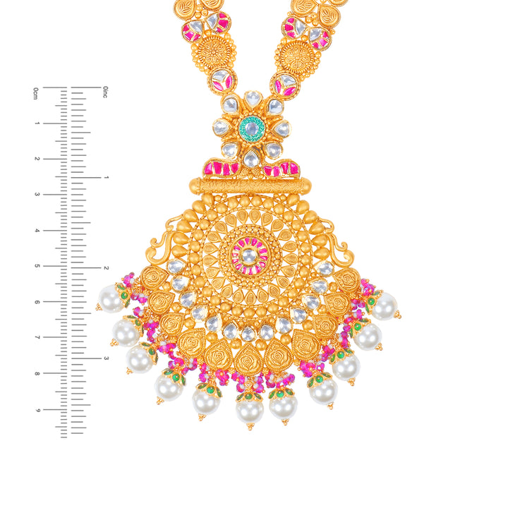 Classic Antique Patta Haaram With Kundan & Gemstones in 22K Gold