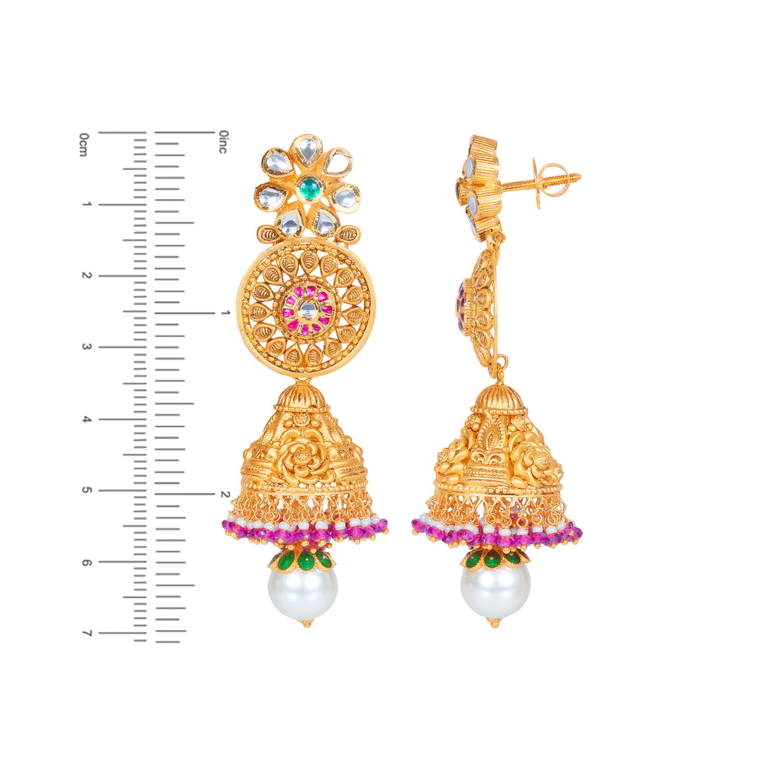 Classic Antique Patta Haaram With Kundan & Gemstones in 22K Gold
