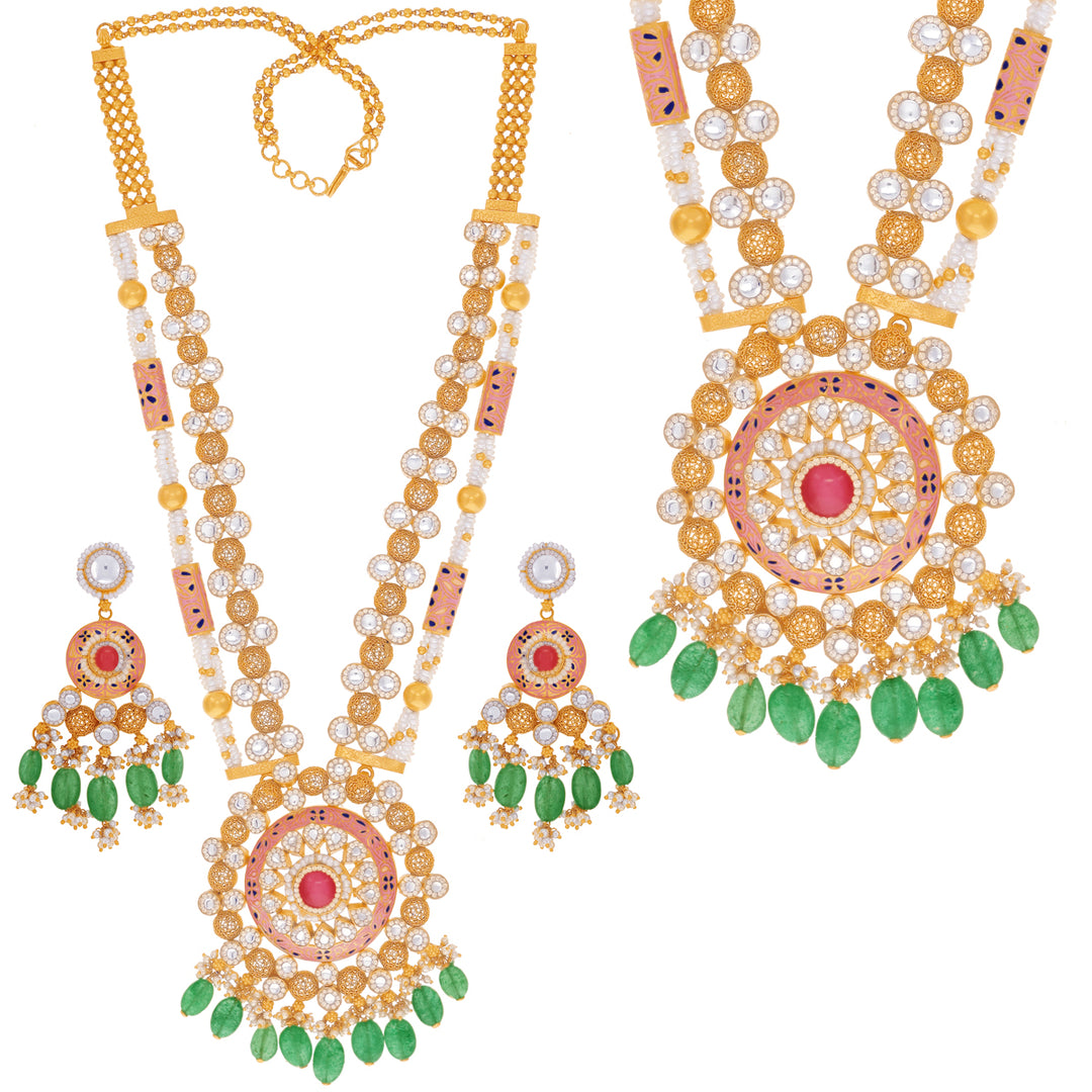 Enchanting Minakari Patta Haarm With Kundan & Gemstones in 22K Gold