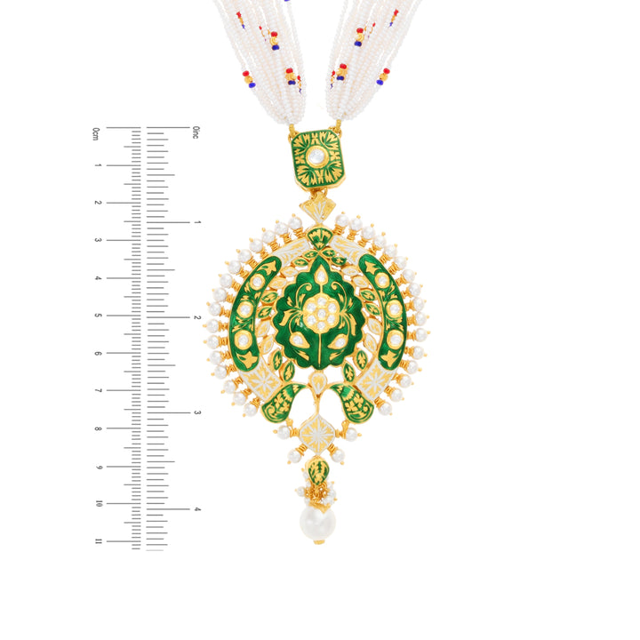 Elegant Antique Necklace Set With Pearl & Kundan in 22K Gold