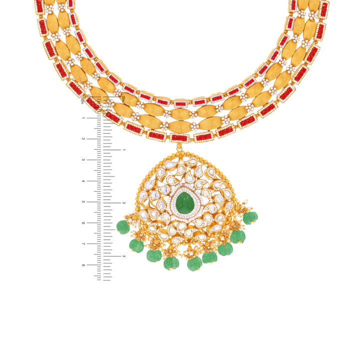 Gorgeous Antique Necklace Set With Kundan & Gemstones in 22K Gold