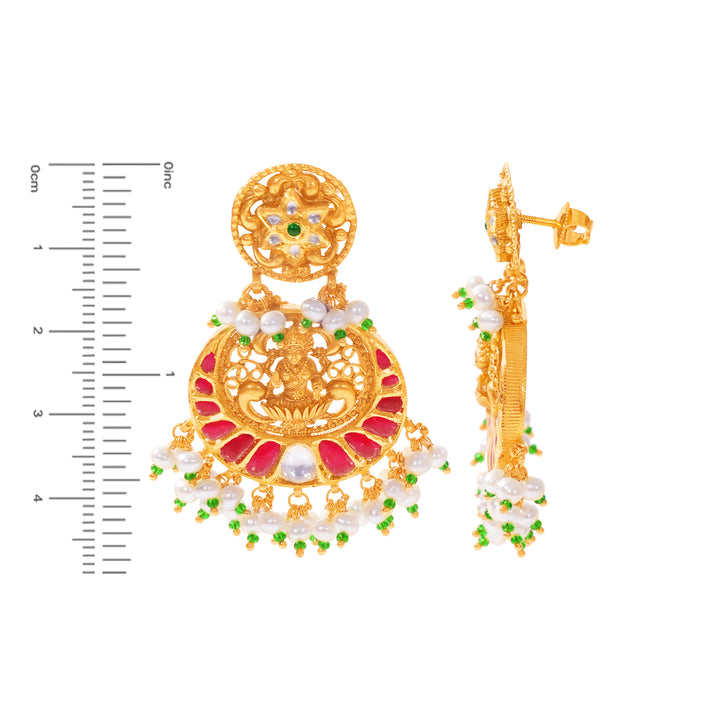 Fascinating Laxmi Antique Necklace Set With Kundan & Gemstones in 22K Gold