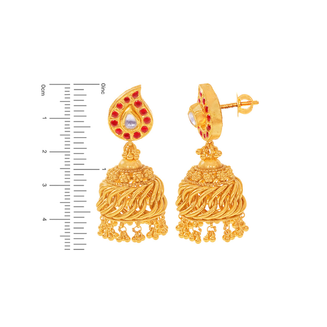 Captivating Mango Antique Necklace Set With Kundan & Gemstones in 22K Gold