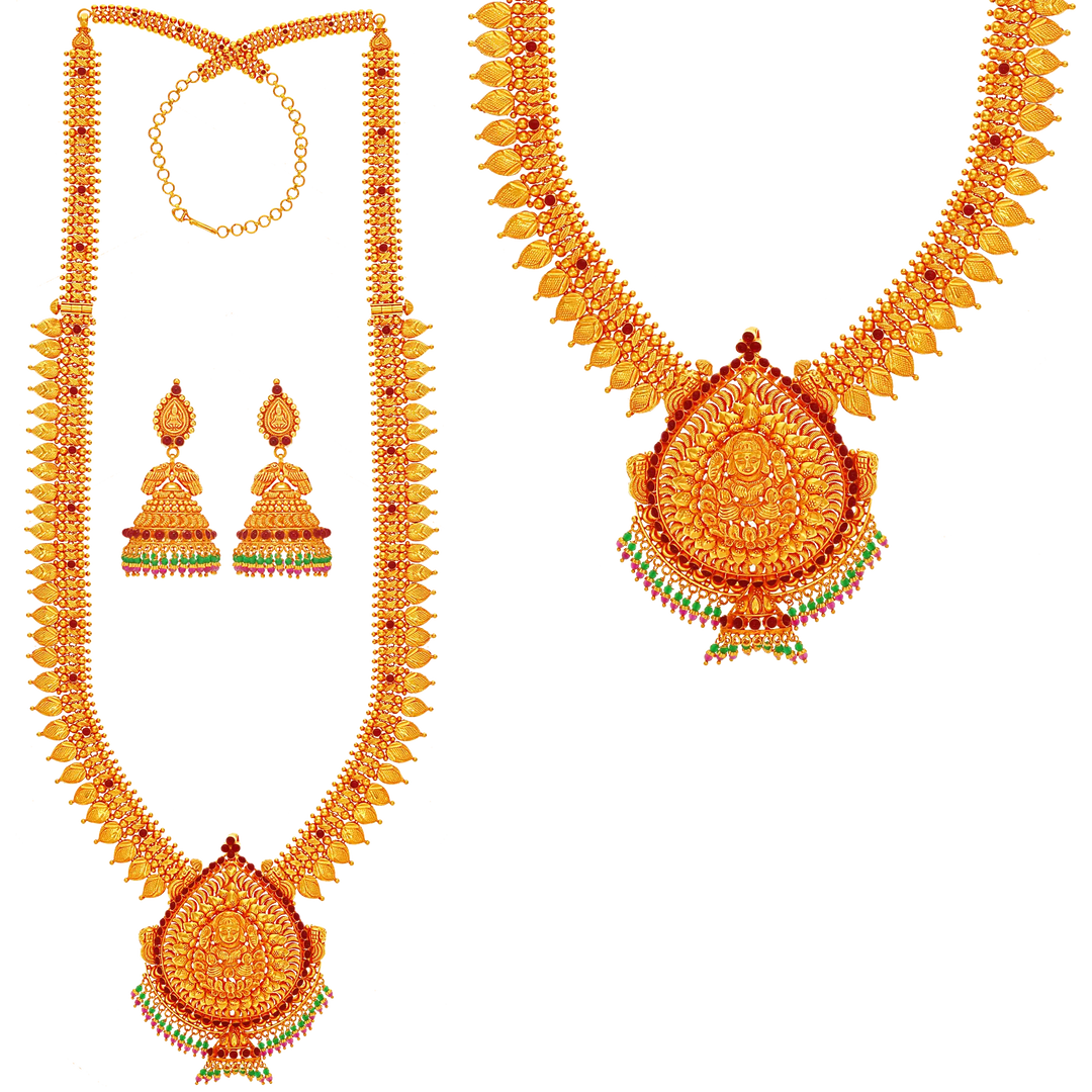 Precious Antique Laxmi Patta Haarm With Gemstones in 22K Gold