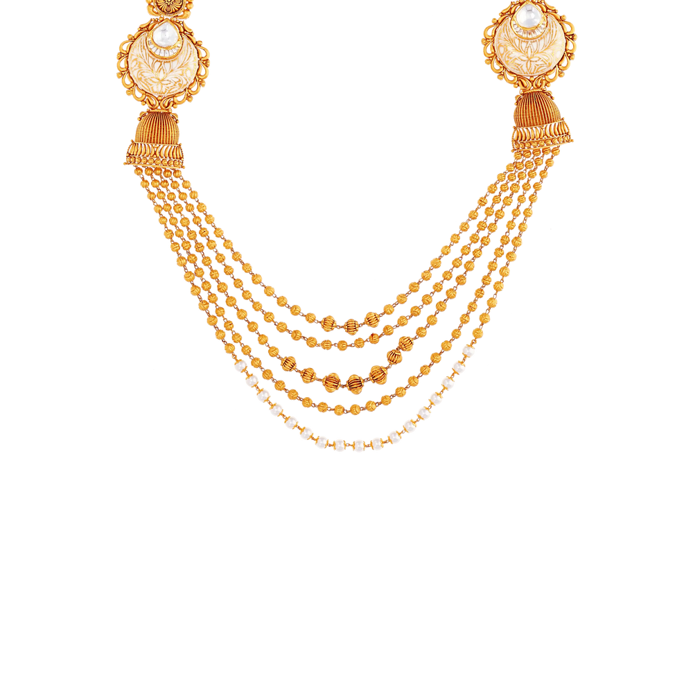 Artistic Antique Minakari Paata Haaram with Kundan & Gemstones in 22K Gold