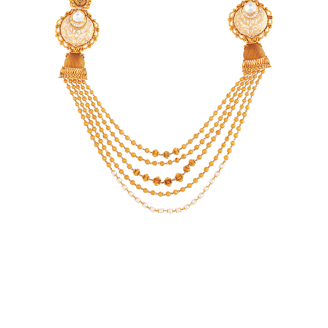 Artistic Antique Minakari Paata Haaram with Kundan & Gemstones in 22K Gold
