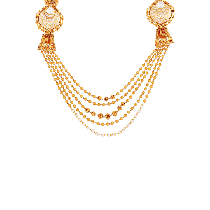 Artistic Antique Minakari Paata Haaram with Kundan & Gemstones in 22K Gold
