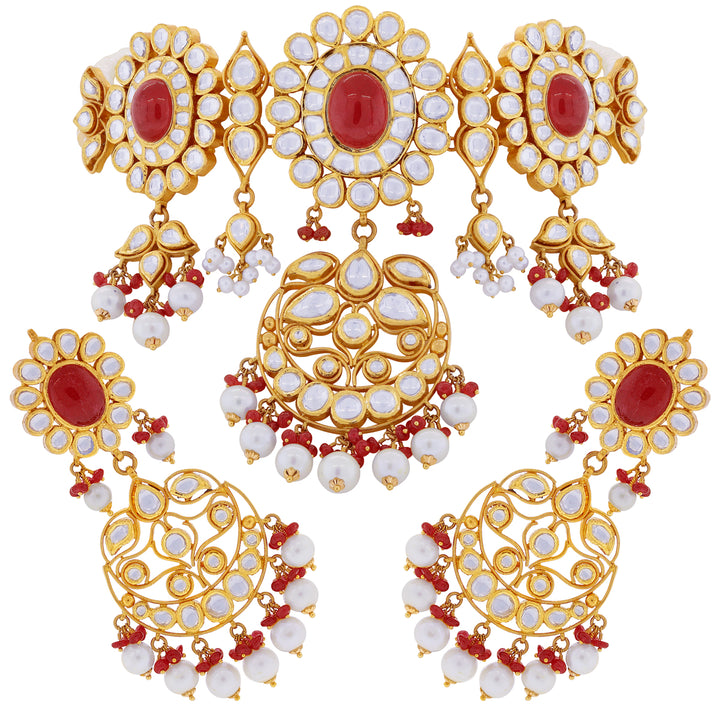 Antique Choker Set with Kundan & Gemstones in 22K Gold