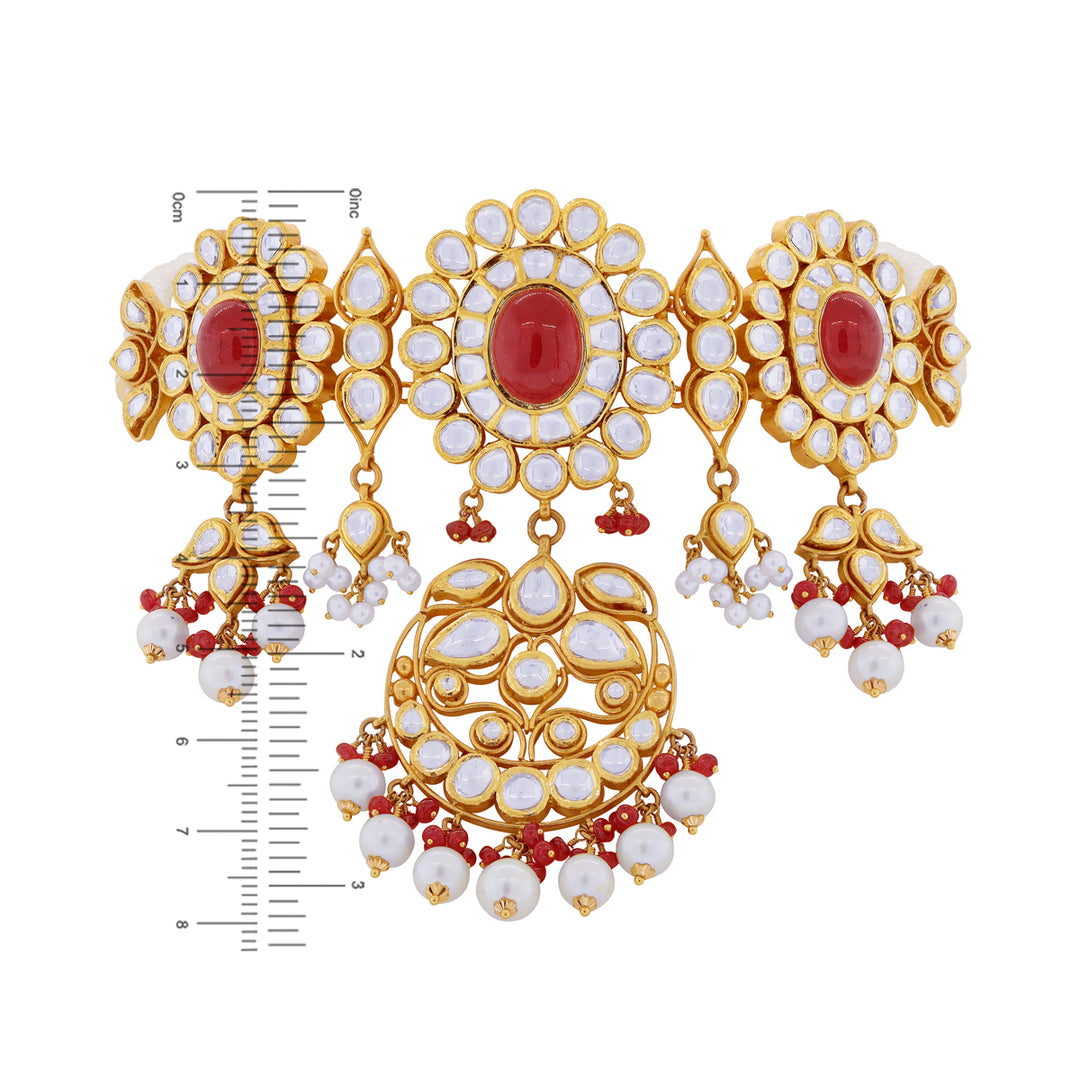 Antique Choker Set with Kundan & Gemstones in 22K Gold