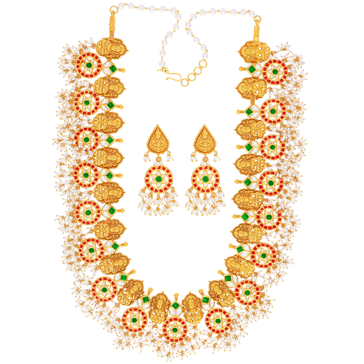 Antique Laxmi Gutta Pusalu Patta Haaram With Kundan & Gemstones in 22K Gold