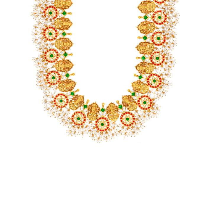 Antique Laxmi Gutta Pusalu Patta Haaram With Kundan & Gemstones in 22K Gold
