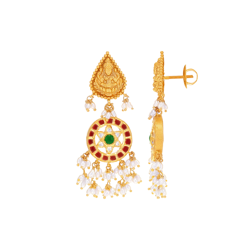 Antique Laxmi Gutta Pusalu Patta Haaram With Kundan & Gemstones in 22K Gold