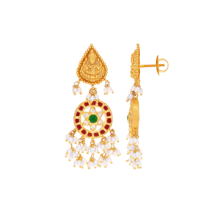 Antique Laxmi Gutta Pusalu Patta Haaram With Kundan & Gemstones in 22K Gold
