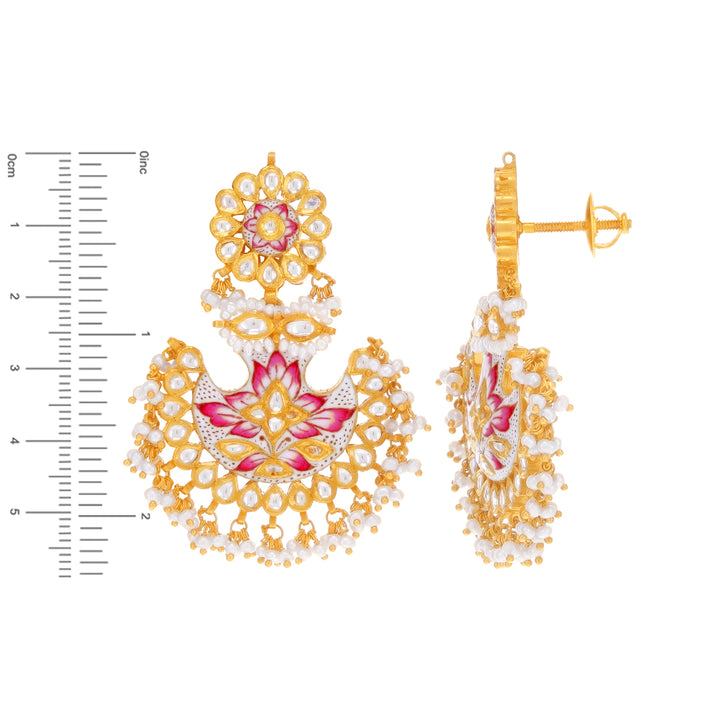 Delightful Minakari Necklace Set With Kundan & Gemstones in 22K Gold