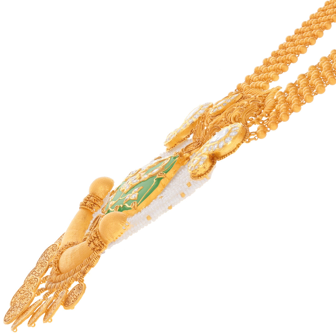 Attractive Antique Patta Haarm With Kundan & Gemstones in 22K Gold