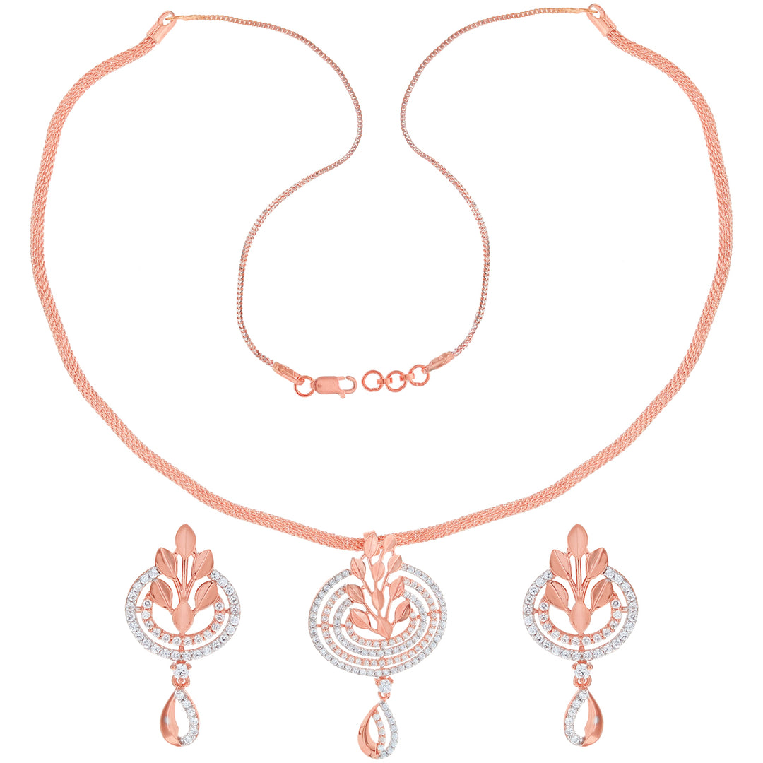 Alluring Necklace Set With CZ in 18K Rose Gold