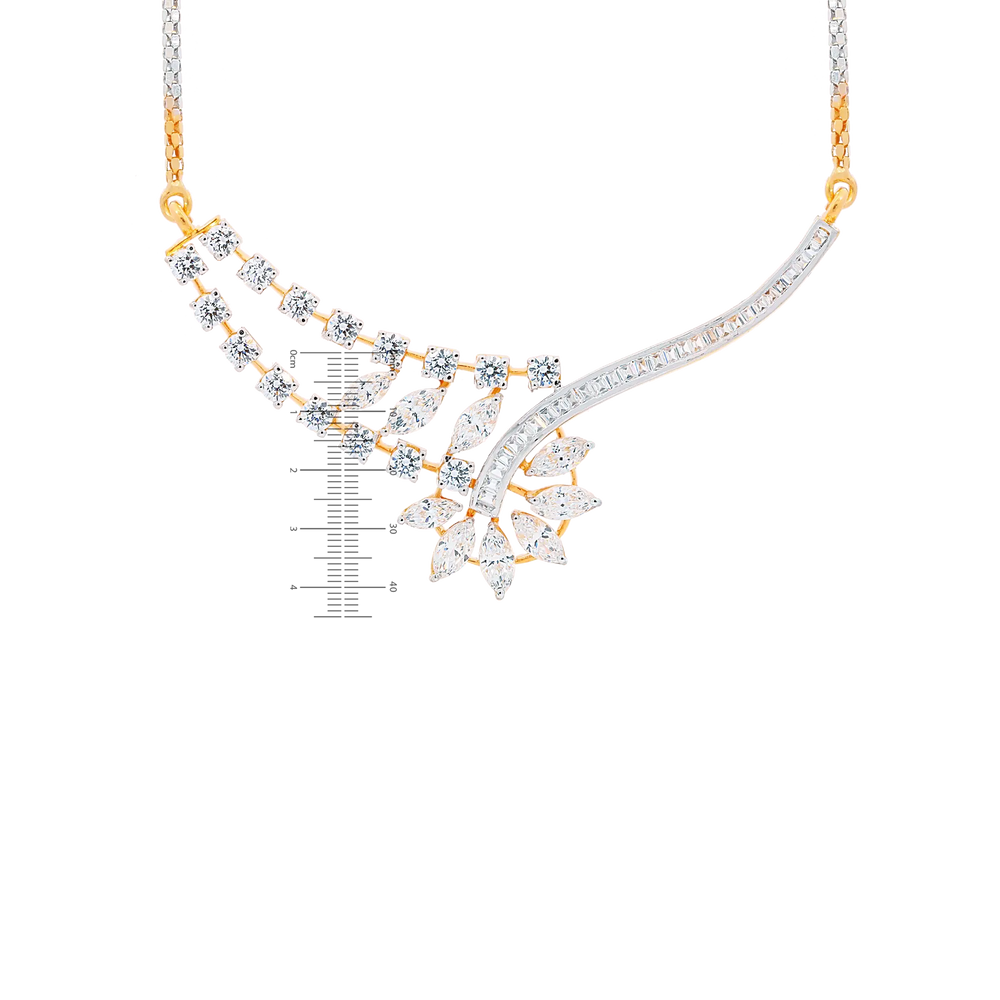 Enchanting Two tone Necklace Set With Gemstones in 18K Gold